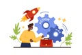 Implementation process, business project development strategy by tiny businessman