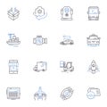Implementations line icons collection. Execution, Application, Integration, Deployment, Installation, Realization Royalty Free Stock Photo