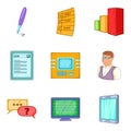 Implementer icons set, cartoon style