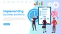 Implementing business solution website. People work with making deal, contract conclusion, deadline
