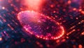Implementing Fingerprint Technology for Enhanced Security on a Neon Background. Concept Biometric