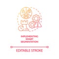 Implementing smart segmentation red gradient concept icon