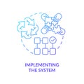 Implementing system blue gradient concept icon