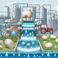 Implementing water saving techniques in wool processing and far