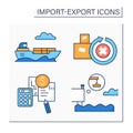 Import and export color icons set Royalty Free Stock Photo