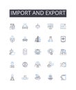 Import and export line icons collection. Trade, Commerce, Transaction, Shipping, Shipment, Consignment, Consign vector