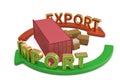 Import export words on arrow and container 3D illustration. Royalty Free Stock Photo