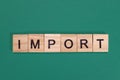 Import word from wooden letters on green background
