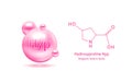 Important amino acid Hydroxyproline Hyp and structural chemical formula and line model of molecule.