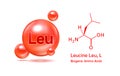 Important amino acid Leucine Leu, L and structural chemical formula