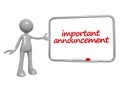 important announcement on blackboard and white