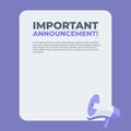 Important announcement speech bubbles illustration with megaphone. Flat vector Royalty Free Stock Photo