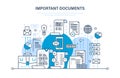 Important documents concept. Business documents, business accounts, working reporting files.