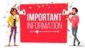 Important Information Attention Banner Vector. Businessman, Woman With Megaphone. Loudspeaker. Business Advertising