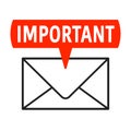 Important mail icon with label and envelope Royalty Free Stock Photo