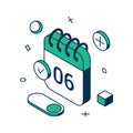 Important meeting reminder turn on notification with schedule minimalist 3d icon isometric vector