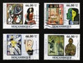 Important paintings of modern art on four postage stamps