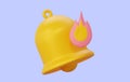 Important urgent notification. A fire icon with a bell. 3d rendering. Royalty Free Stock Photo