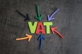 Important of VAT, tax in buy and sell business, colorful arrows