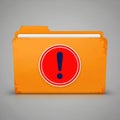 Important warning folder icon with exclamation mark Royalty Free Stock Photo