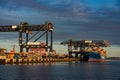 Importing and exporting, container ship at Australian port