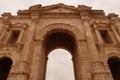 The imposing Arch of Hadrian, entrance gate to the ancient site of Gerasa, Jerash, Jordan Royalty Free Stock Photo