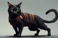 Imposing black cat. Beautiful cat with majestic look. Generative AI.