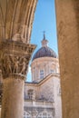 Imposing Church tower dome in Dubrovnik Royalty Free Stock Photo