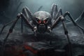 Imposing Creepy spider scene giant. Generate Ai