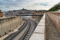 Imposing defensive walls of the Fort Saint-Jean overlooking Marseille Old Port, France Royalty Free Stock Photo