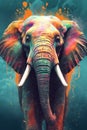 Elephant filled with splash of colors