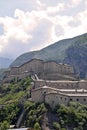 The imposing fortress-prison of the town of Bard in Aosta Valley in Italy