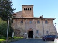 Imposing medieval church of S.s Giovanni Coronati in the Celio district to Rome in Italy.
