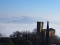 imposing romanesque church of sant urbÃ¡ de montsonÃ­s, lerida, spain, europe Royalty Free Stock Photo