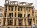 Imposing romanian academy columns ruins from bucharest