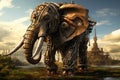 Imposing Steampunk elephant steam. Generate Ai