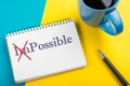 Impossible change transformed into Possible written on notebook page Royalty Free Stock Photo