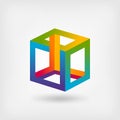 Impossible cube multicolor abstract symbol