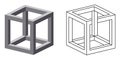 Impossible cube optical illusion