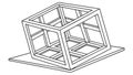 An Impossible Cube or Penrose Cube Optical Illusion in a Line Art Style, vector design Generative AI Royalty Free Stock Photo