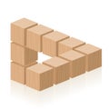 Impossible Figure Optical Illusion Wooden Cubes Royalty Free Stock Photo