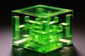 An impossible geometric puzzle made of glass created with generative AI technology