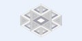 Impossible isometric cube optical illusion geometric design featuring contradictory spatial relationships and paradox art Royalty Free Stock Photo