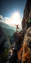 High-tech Climber Jumps Off Cliff in Excitement