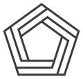 Impossible polygon shape logo. Geometric line icon