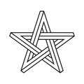 Impossible star outline. Impossible shape pentagram on white background. Five pointed star sign.