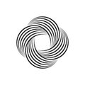 Impossible symbol. Rounded dotted shape. Infinite knot sign. Overlapping thin lines form. Optical illusion art. Design