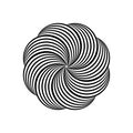 Impossible symbol. Rounded floral linear shape. Infinite knot sign. Overlapping thin lines form. Optical illusion art
