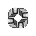 Impossible symbol. Rounded square linear shape. Infinite knot sign. Overlapping thin lines form. Optical illusion art