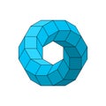 Impossible toroidal polyhedron. Blue impossible infinite shape. Sacred geometry figure.